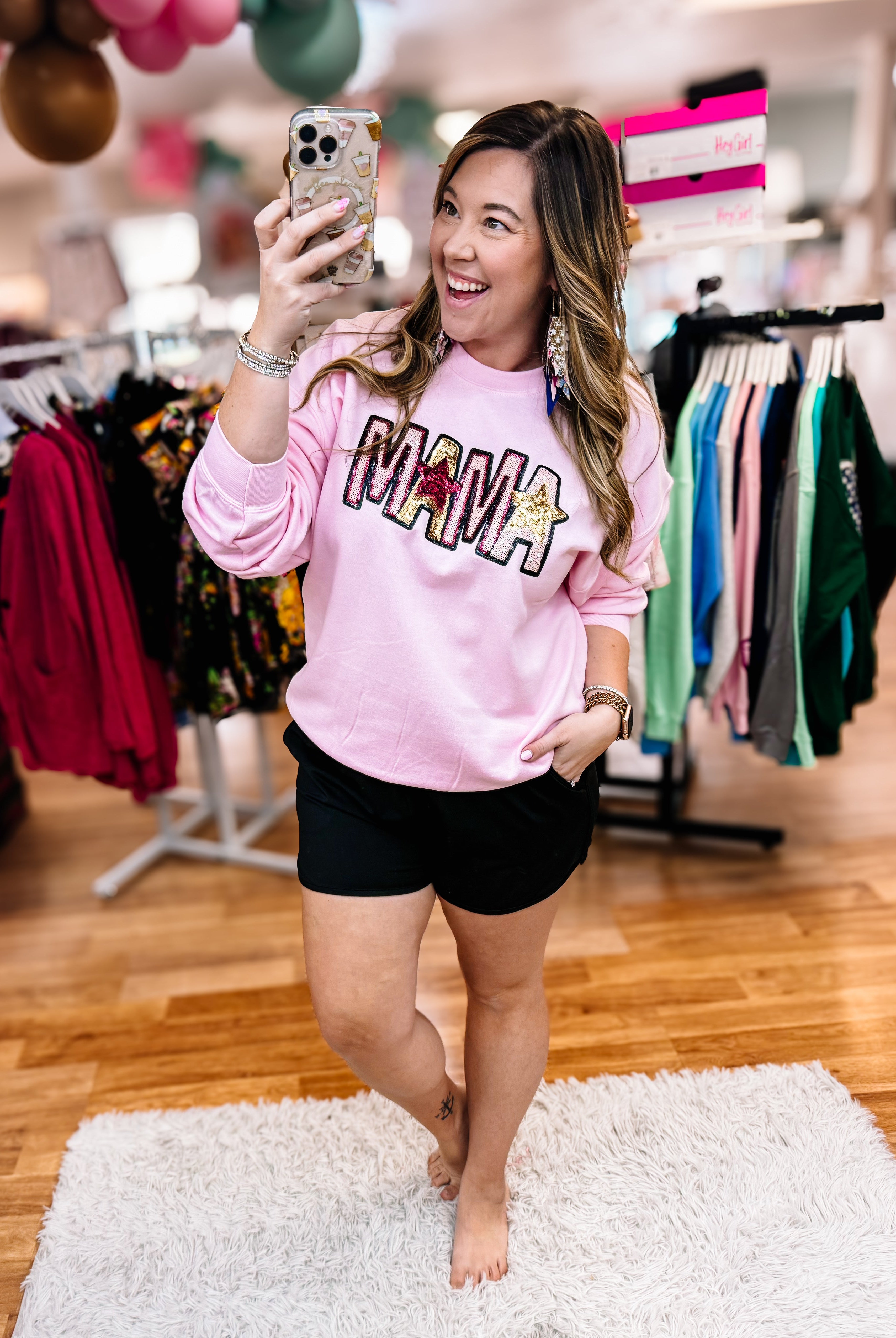 The Star Mama Sequin Sweatshirt-Sweatshirts-Dear Me Southern Boutique, located in DeRidder, Louisiana
