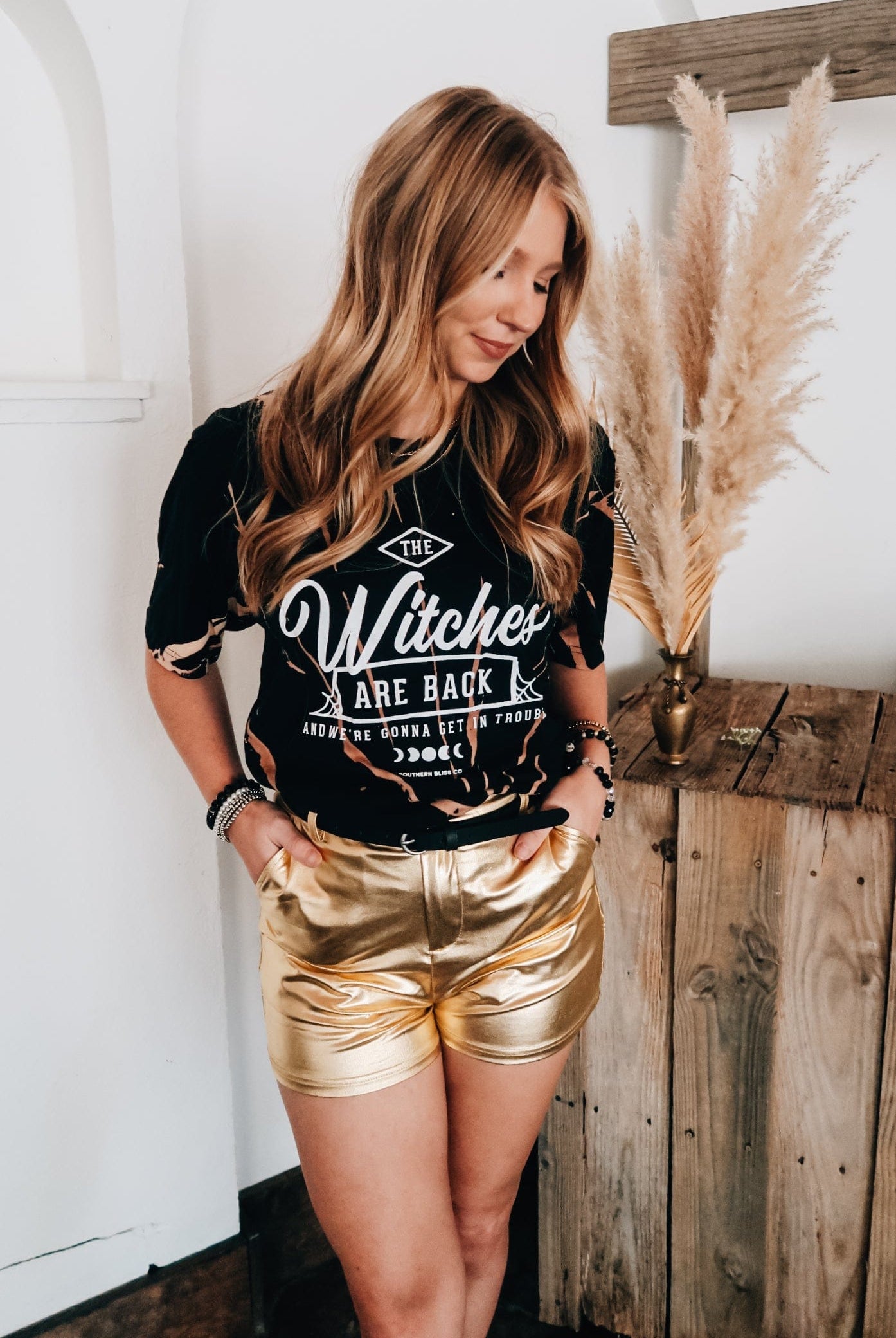 The Witches Are Back Bleached Tee-Dear Me Southern Boutique, located in DeRidder, Louisiana