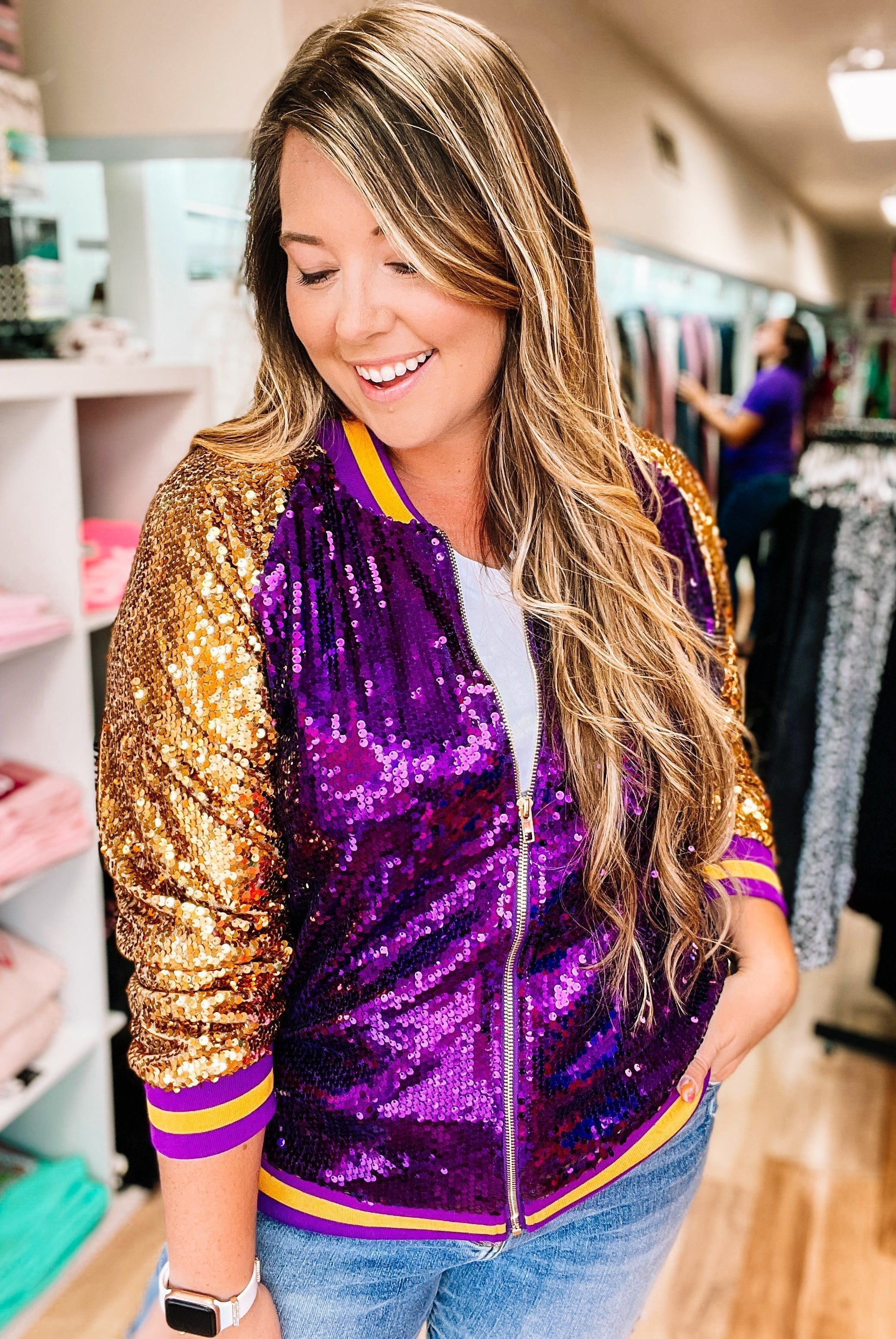 Tiger Game Day Bomber Jacket-Jackets-Dear Me Southern Boutique, located in DeRidder, Louisiana