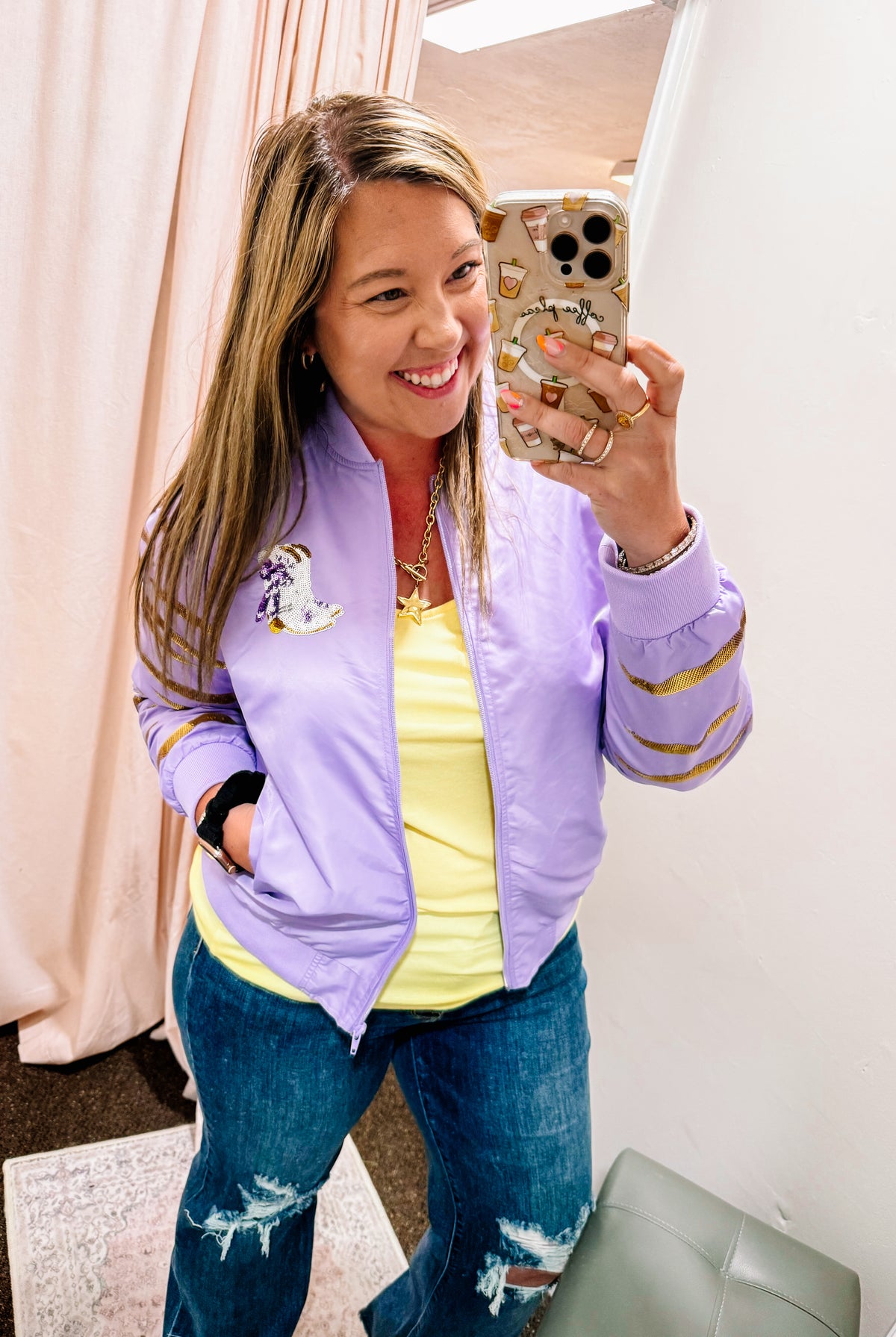 Tiger Stripe STTDB Sequin Bomber Jacket-Game Day-Dear Me Southern Boutique, located in DeRidder, Louisiana