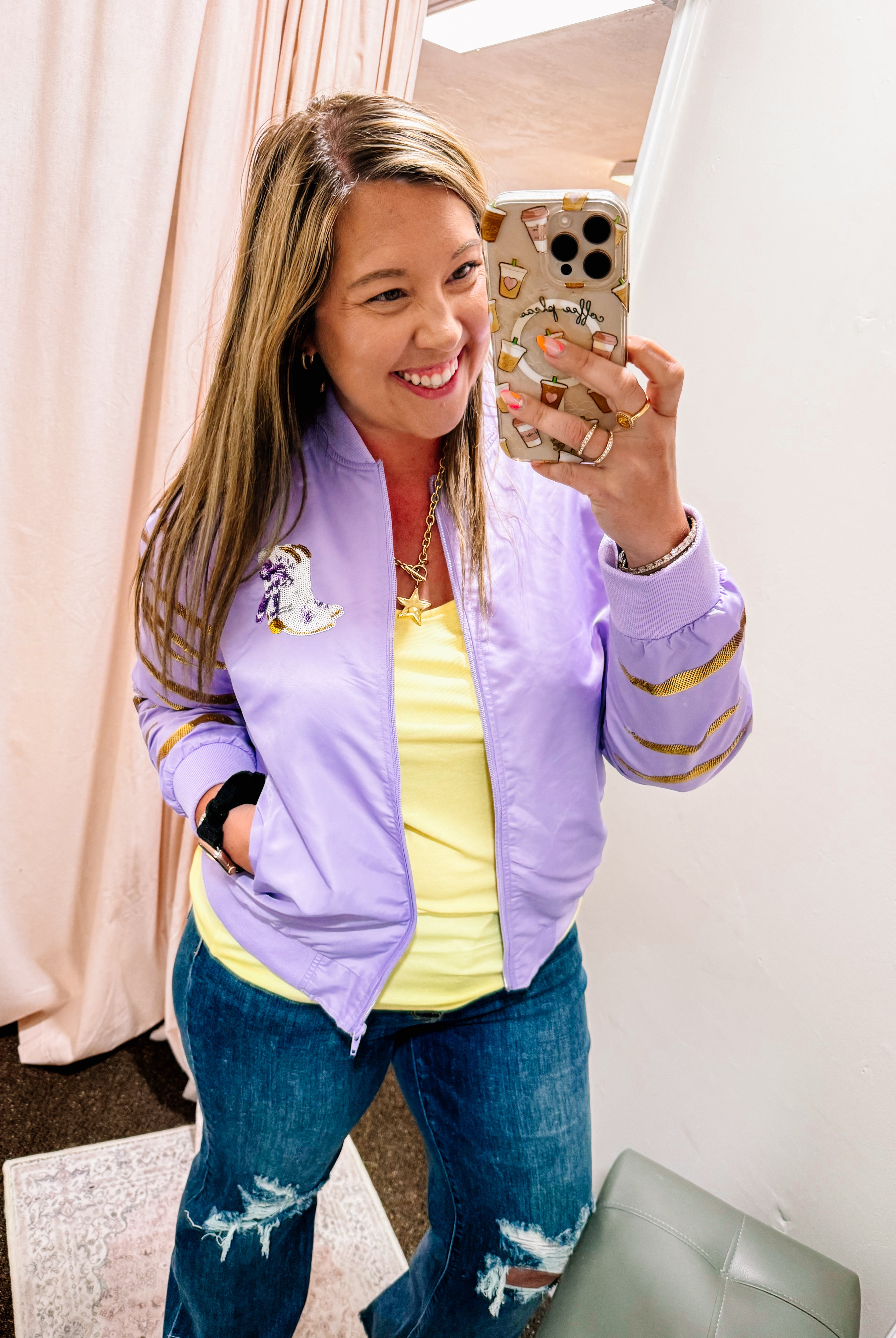 Tiger Stripe STTDB Sequin Bomber Jacket-Jackets-Dear Me Southern Boutique, located in DeRidder, Louisiana