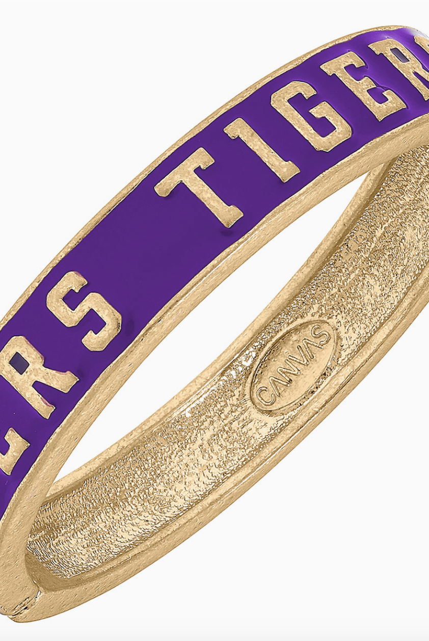 Tigers Hinge Bangle - Purple-Bracelets-Dear Me Southern Boutique, located in DeRidder, Louisiana