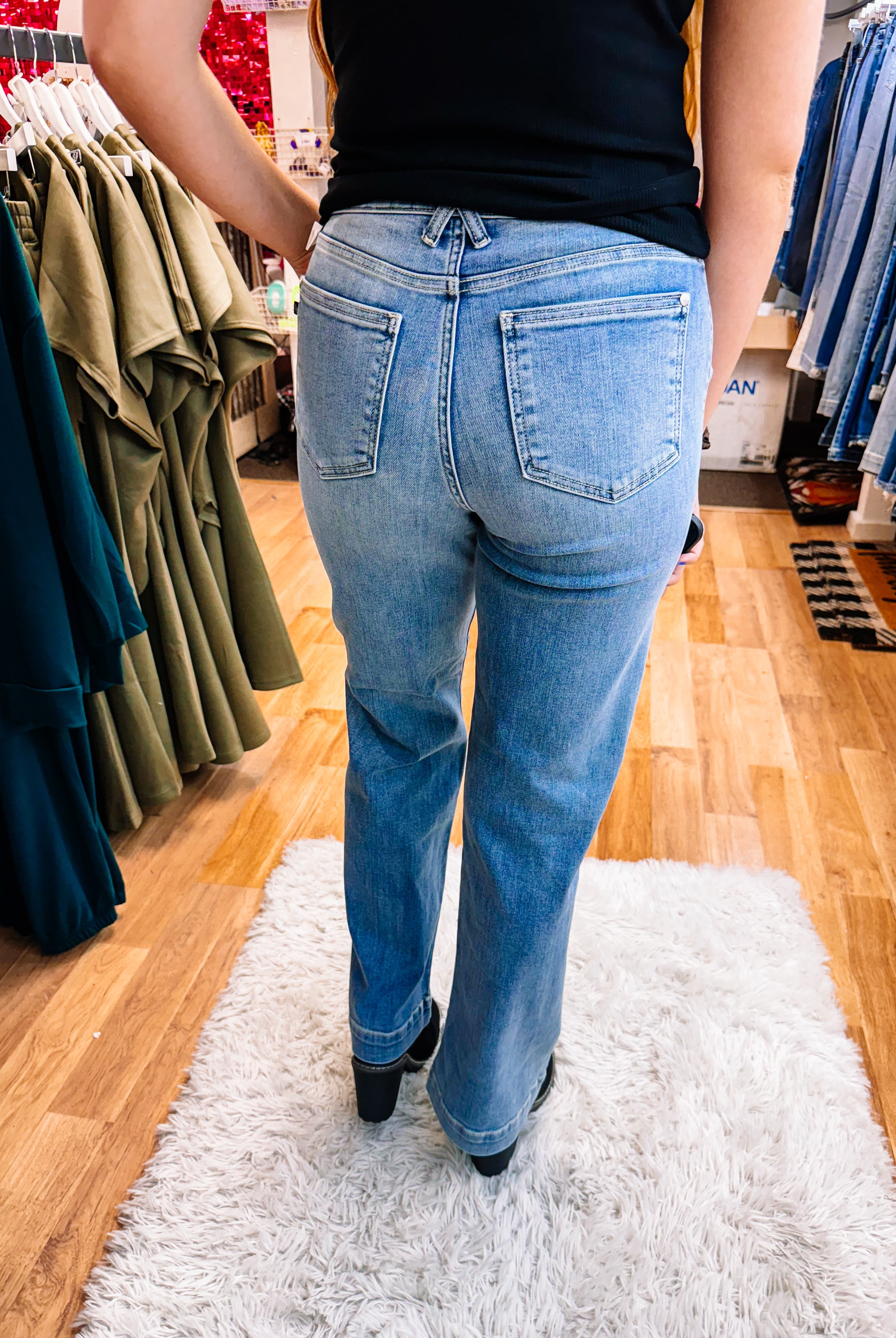 Timeless Trouser Wide Leg Judy Blue Jeans-Jeans-Dear Me Southern Boutique, located in DeRidder, Louisiana