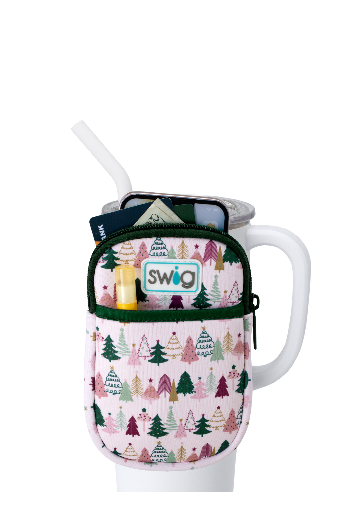 Tinseled Trees Mega Mug Swig Pouch-Drinkwear-Dear Me Southern Boutique, located in DeRidder, Louisiana