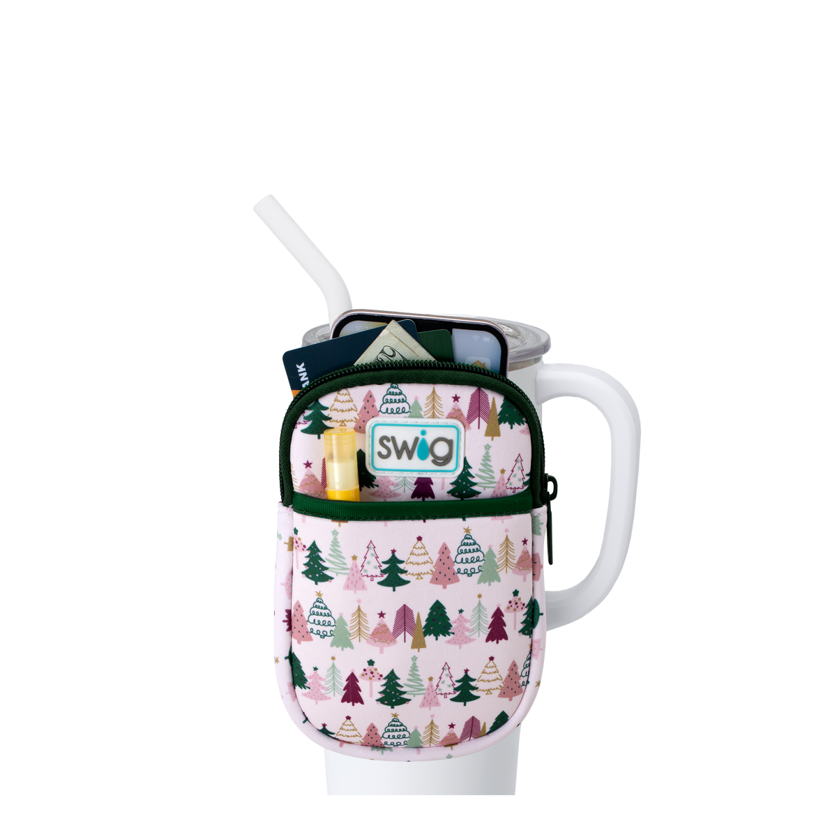 Tinseled Trees Mega Mug Swig Pouch-Drinkwear-Dear Me Southern Boutique, located in DeRidder, Louisiana