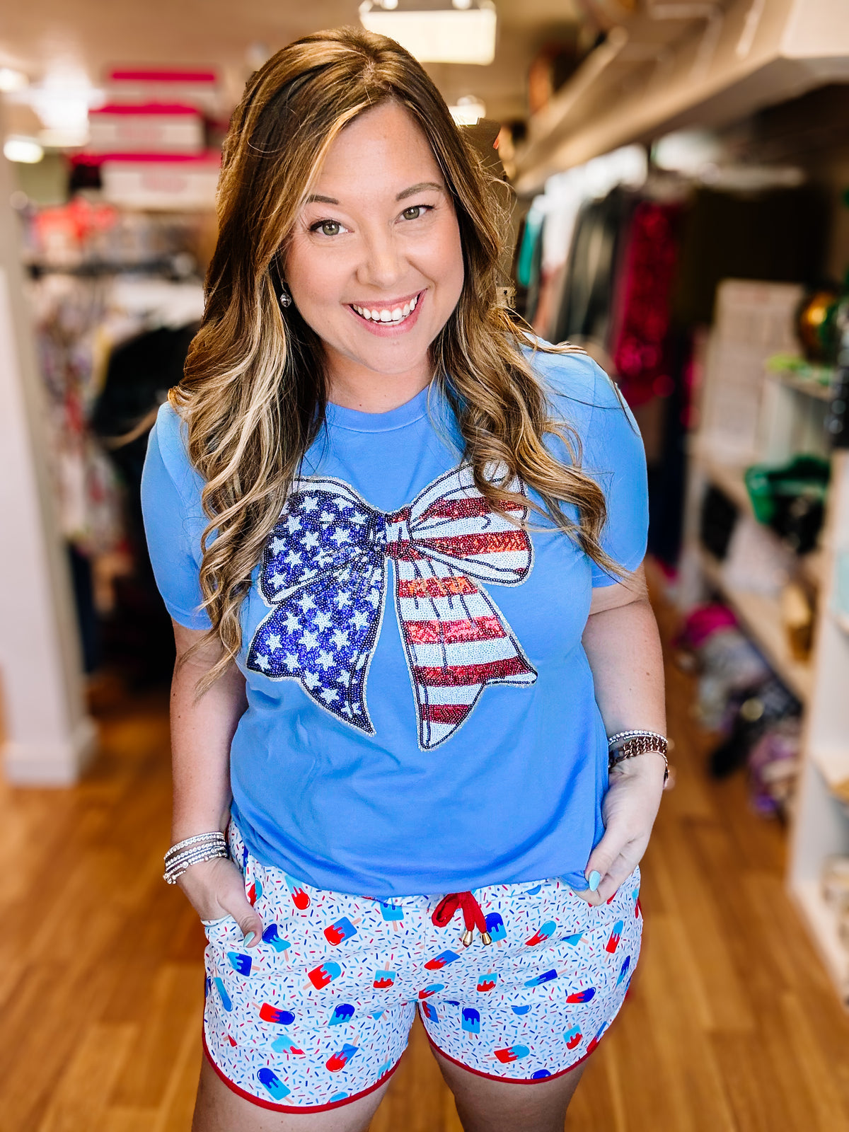 USA Bling Tee-Tees-Dear Me Southern Boutique, located in DeRidder, Louisiana