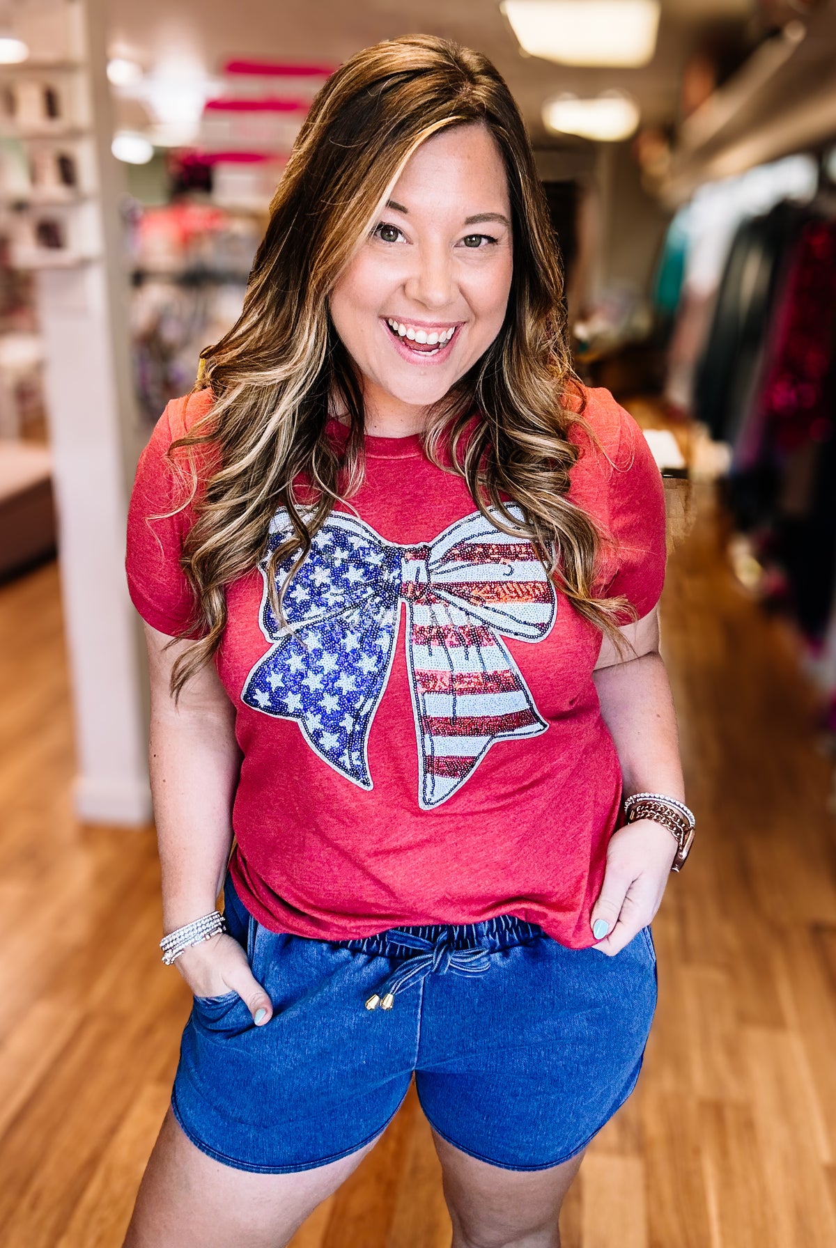 USA Bling Tee-Tees-Dear Me Southern Boutique, located in DeRidder, Louisiana