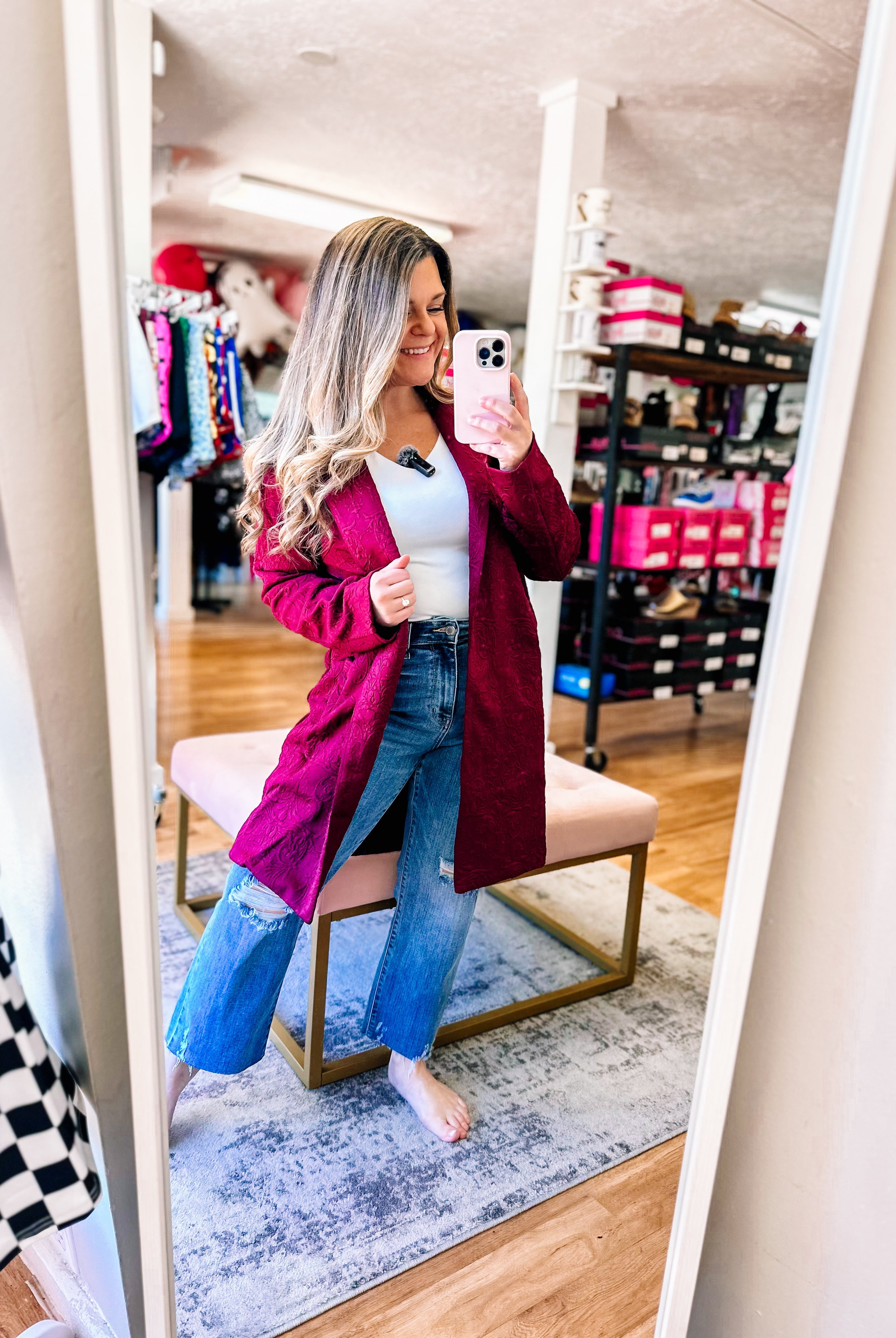 Uptown Midi Coat - Wine-Jackets-Dear Me Southern Boutique, located in DeRidder, Louisiana