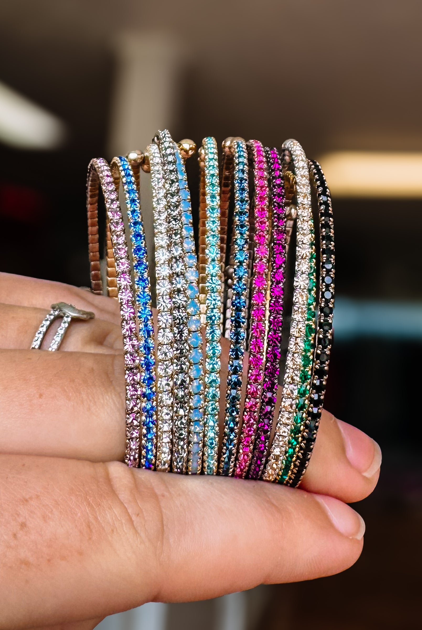Venice Crystal Bangle - Chocolate Gold Metal-Bracelets-Dear Me Southern Boutique, located in DeRidder, Louisiana