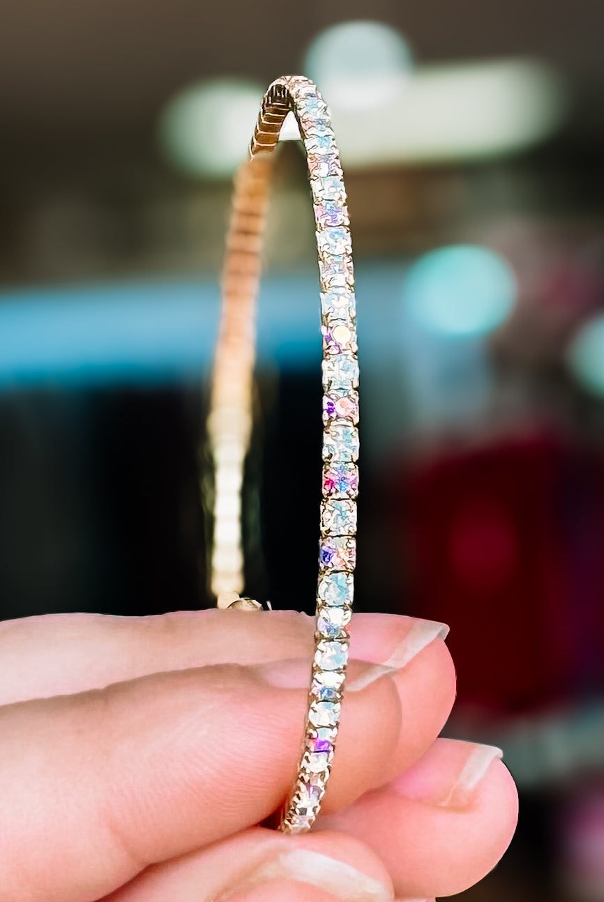 Venice Crystal Bangle - Gold Metal-Bracelets-Dear Me Southern Boutique, located in DeRidder, Louisiana