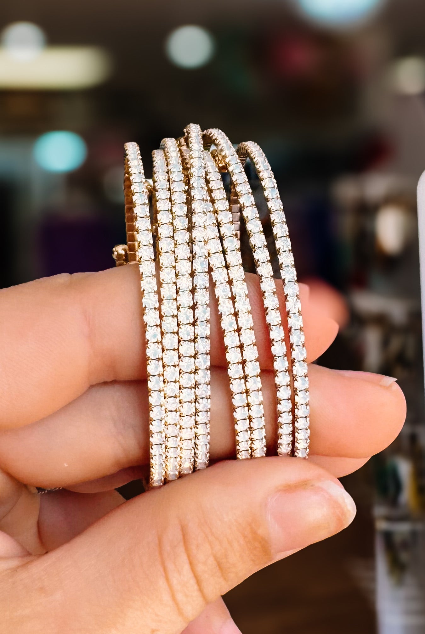 Venice Crystal Bangle - Gold Metal-Bracelets-Dear Me Southern Boutique, located in DeRidder, Louisiana