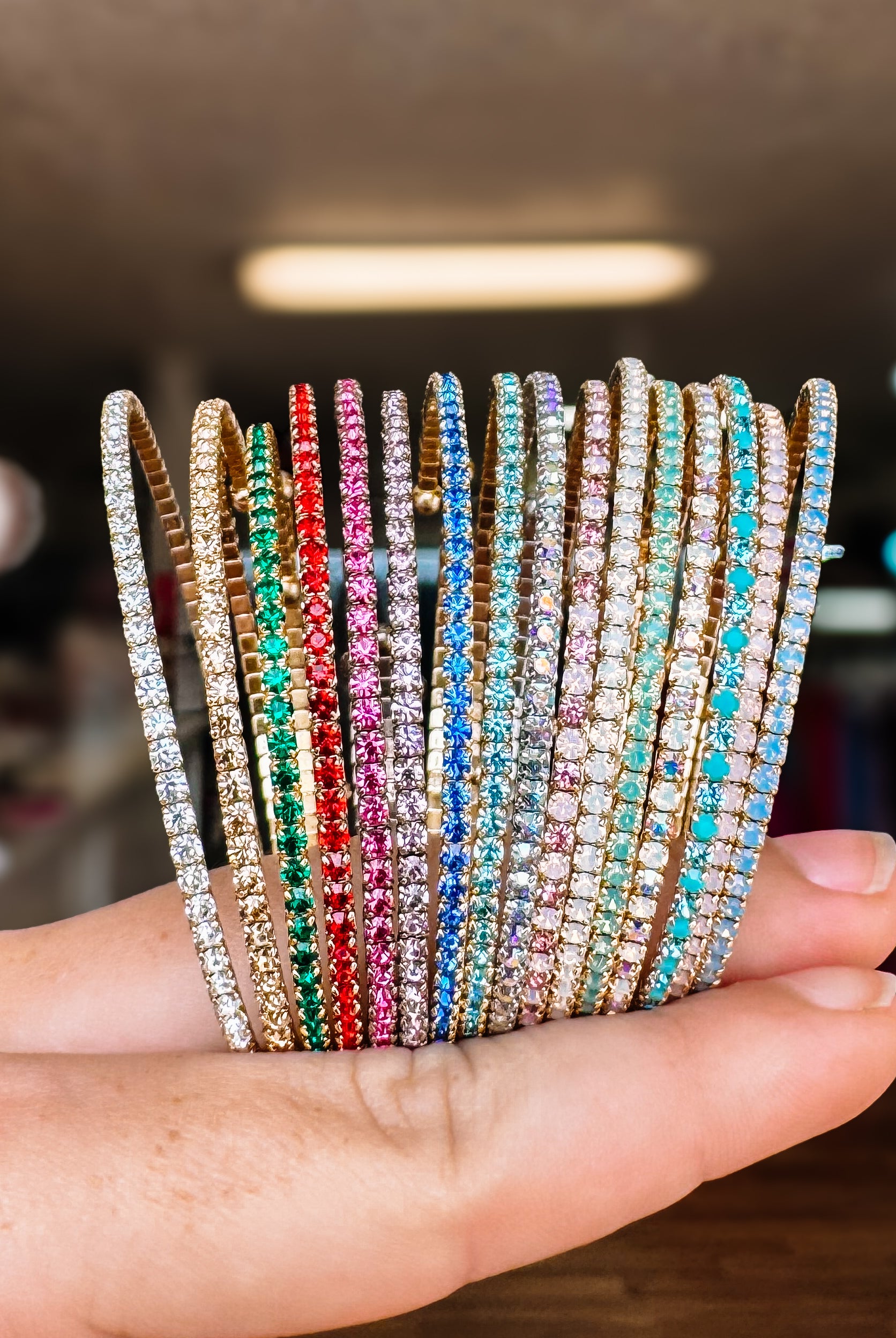 Venice Crystal Bangle - Gold Metal-Bracelets-Dear Me Southern Boutique, located in DeRidder, Louisiana