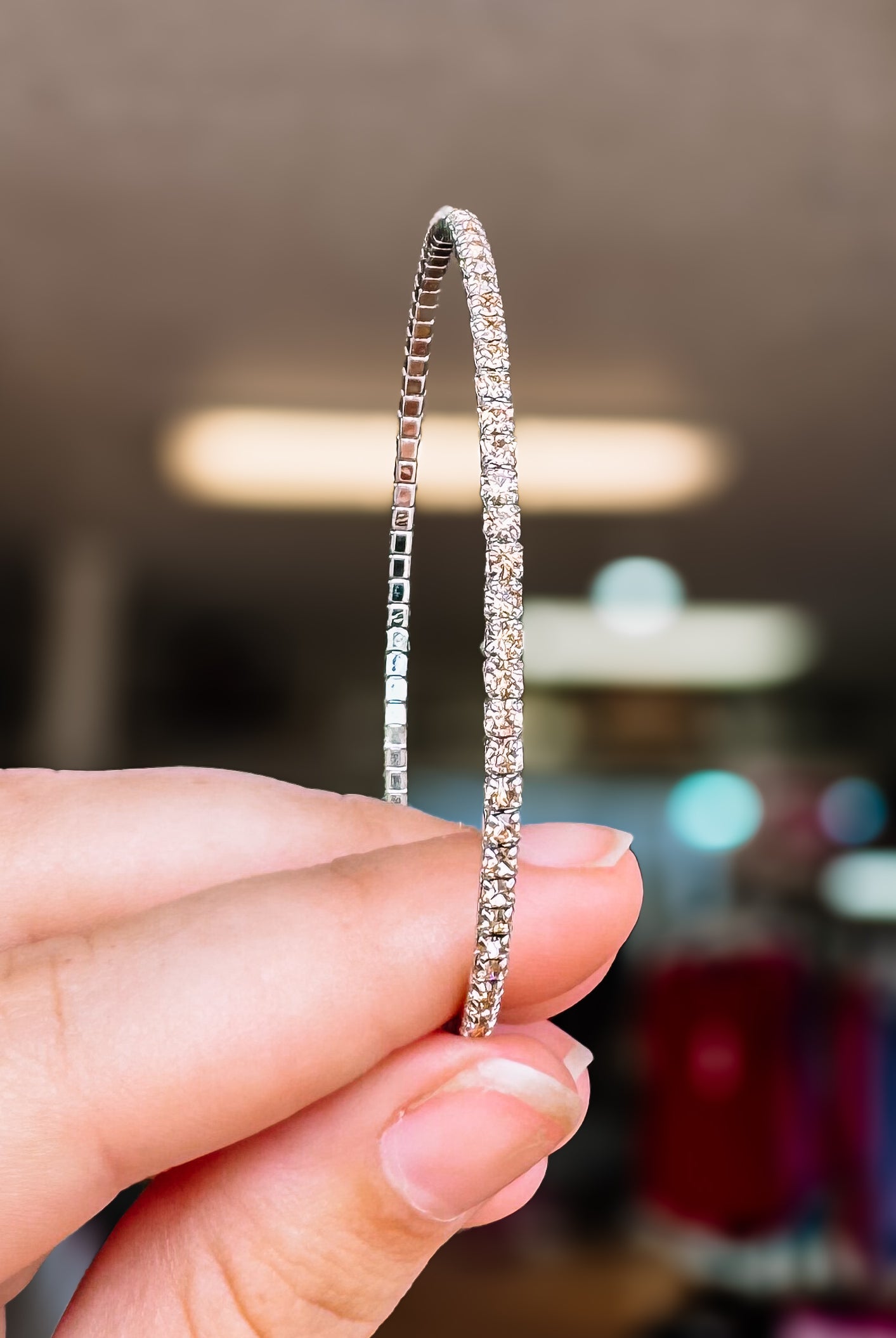 Venice Crystal Bangle - Silver Metal-Bracelets-Dear Me Southern Boutique, located in DeRidder, Louisiana