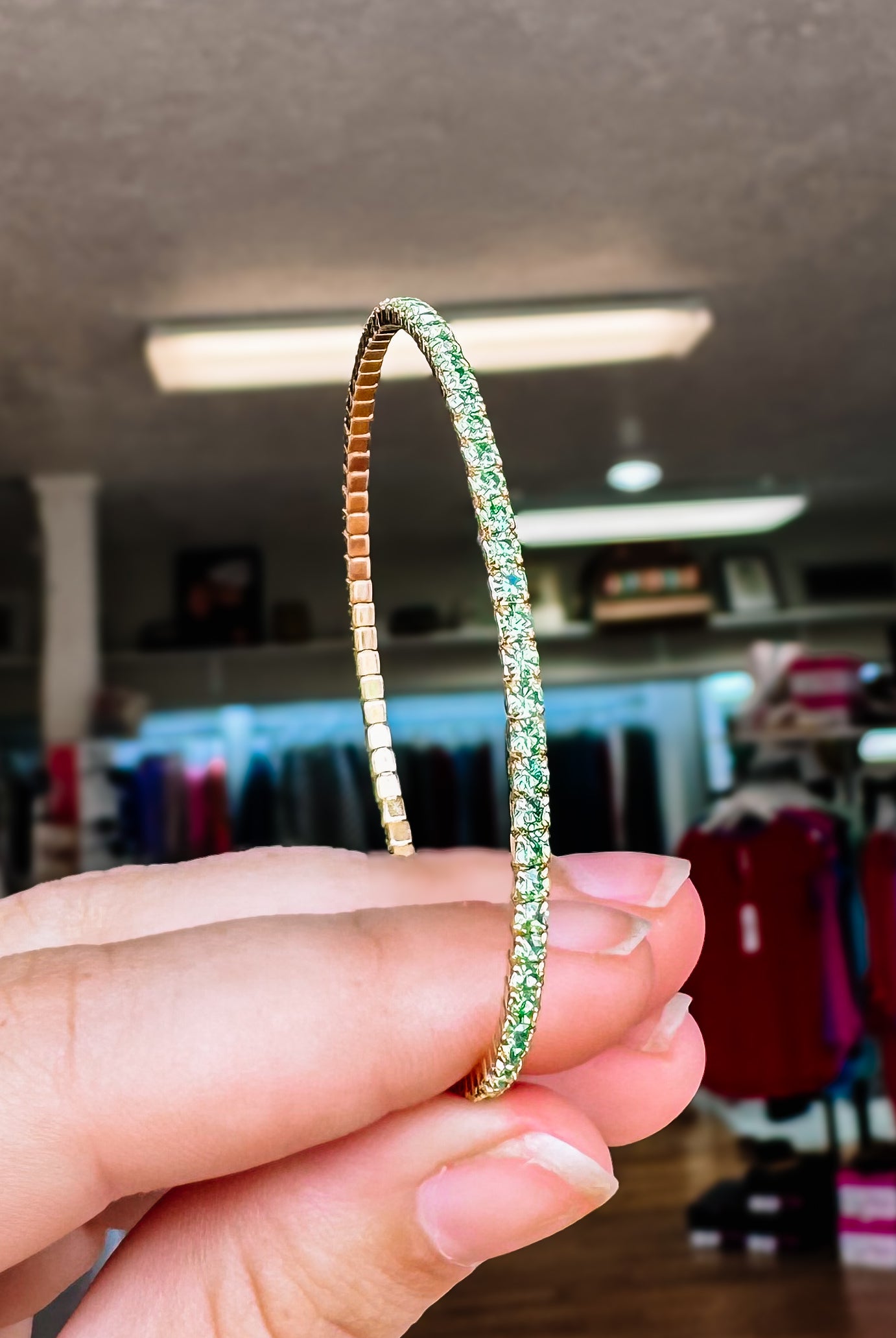 Venice Crystal Bangle - Silver Metal-Bracelets-Dear Me Southern Boutique, located in DeRidder, Louisiana