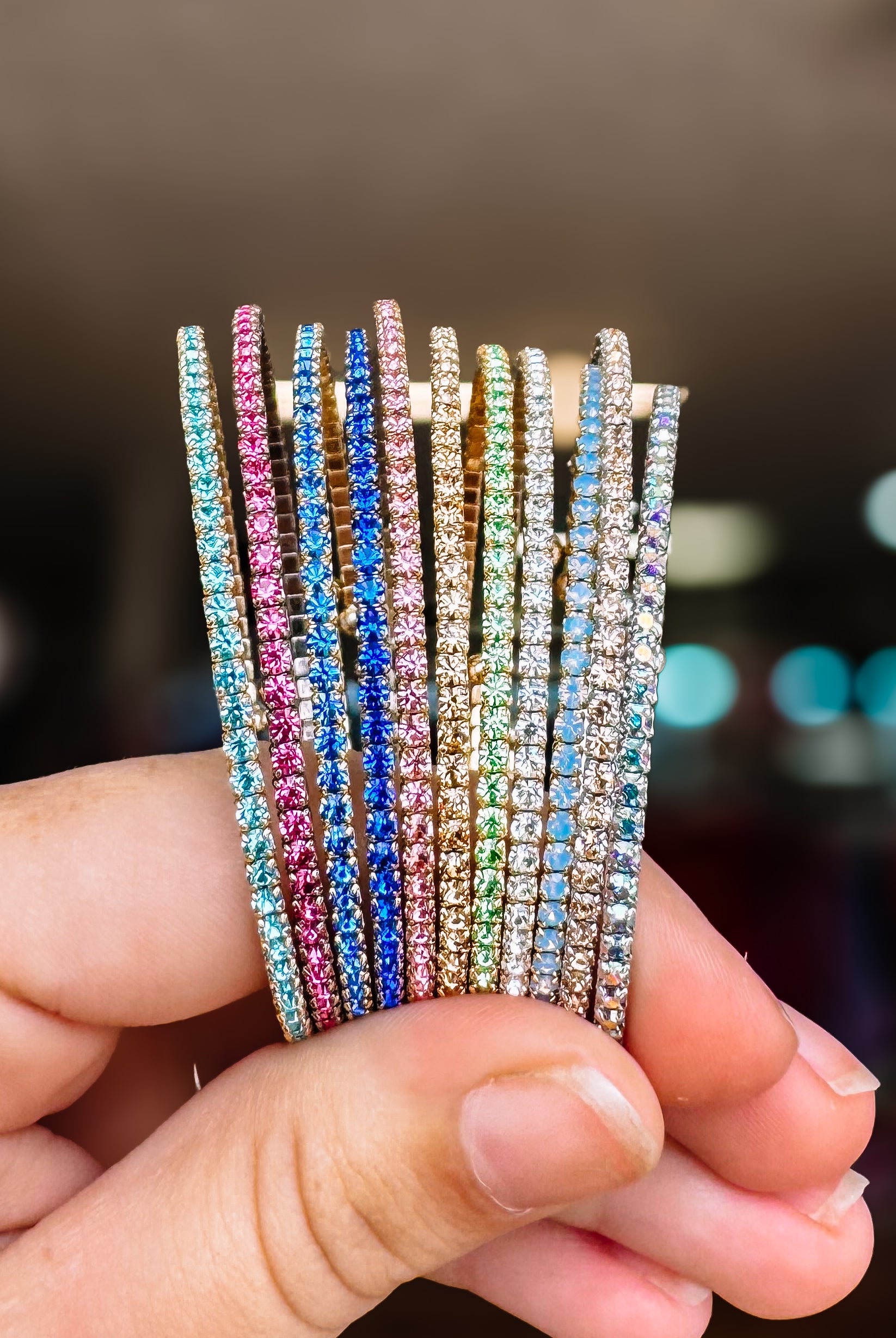 Venice Crystal Bangle - Silver Metal-Bracelets-Dear Me Southern Boutique, located in DeRidder, Louisiana