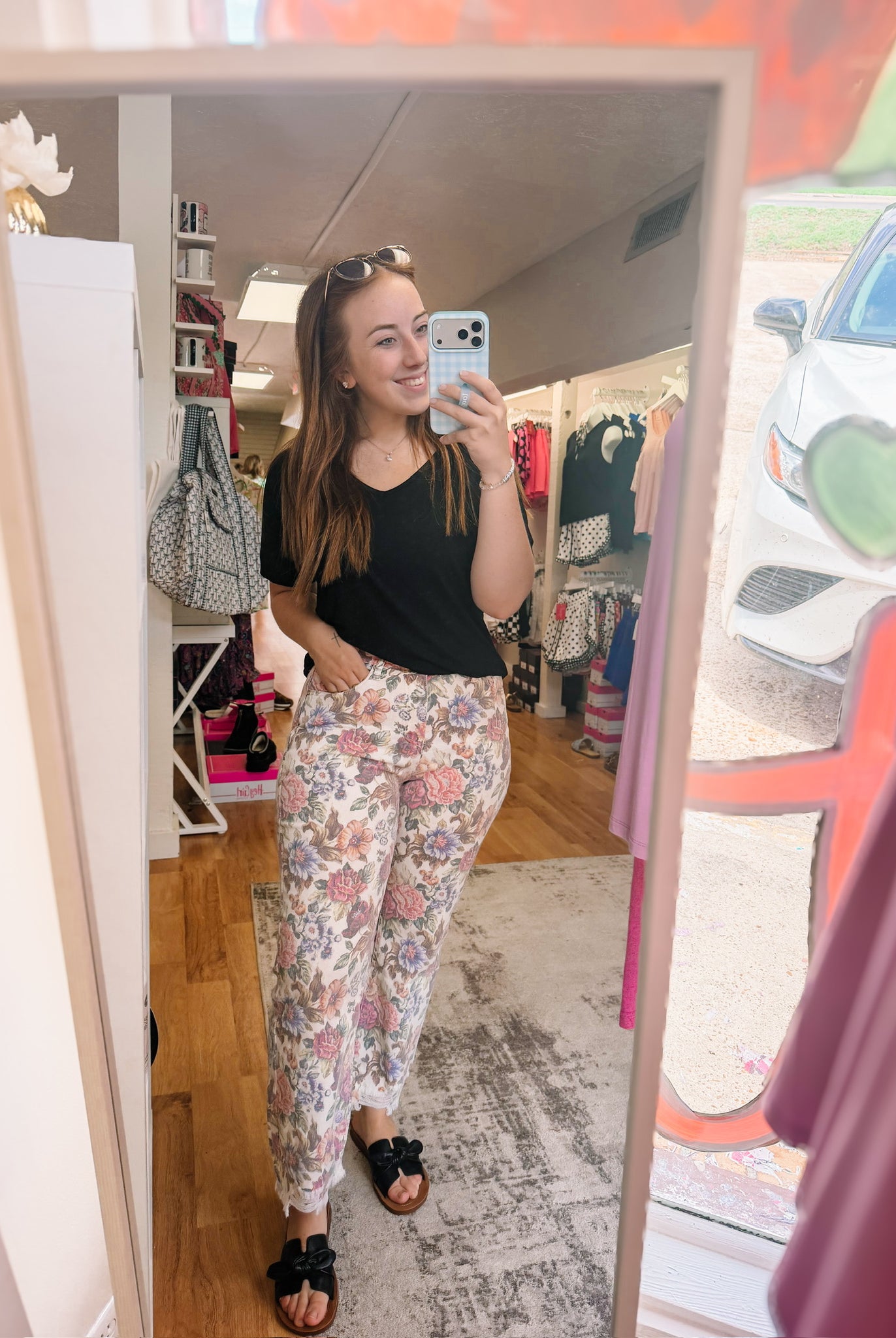 Vintage Floral Jeans-Jeans-Dear Me Southern Boutique, located in DeRidder, Louisiana