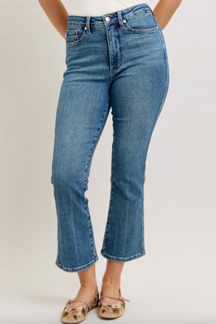 Vintage Soul Tummy Control Cropped Flare Judy Blue Jeans-Jeans-Dear Me Southern Boutique, located in DeRidder, Louisiana