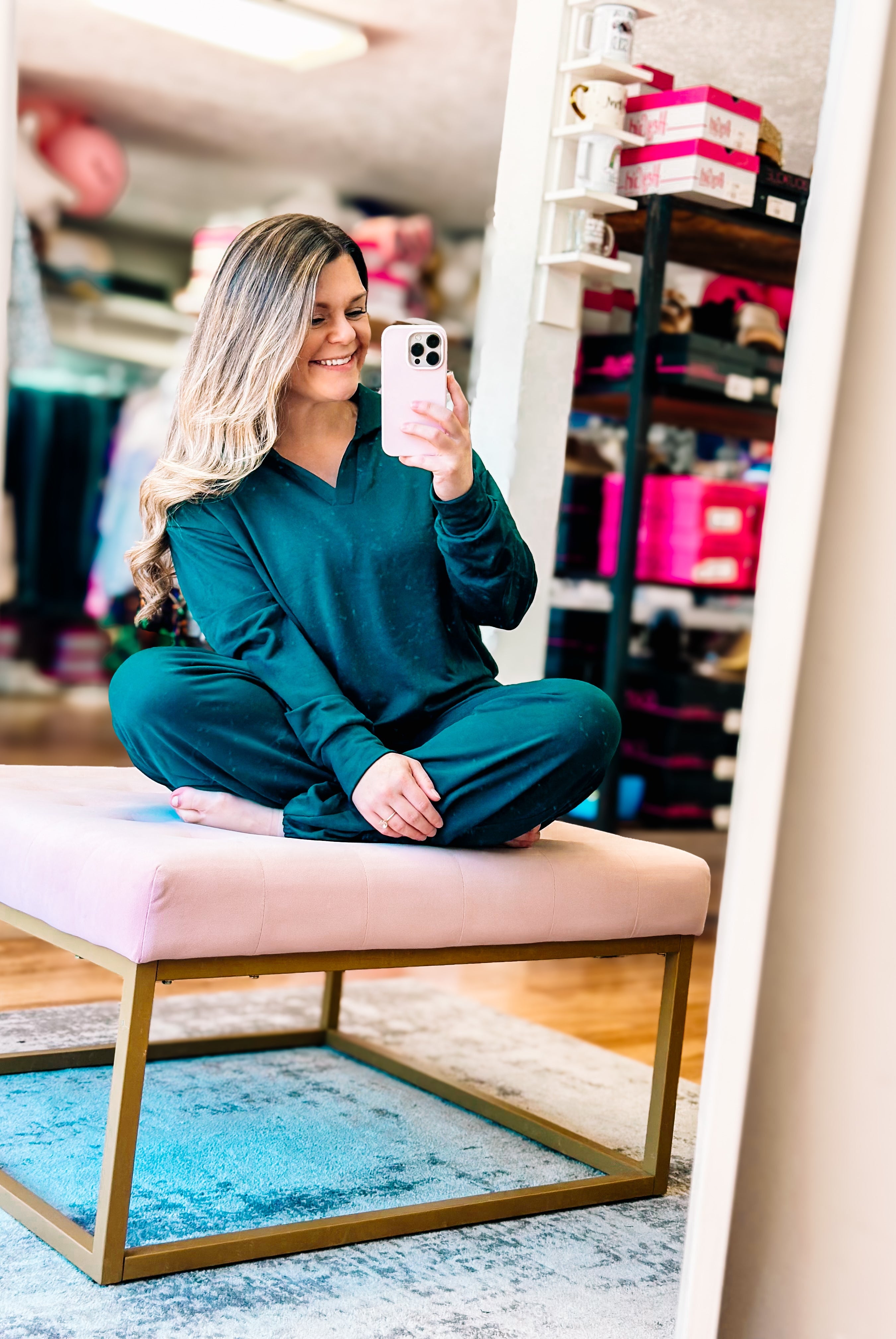 Weekend Lounge Set - Hunter Green-Dear Me Southern Boutique, located in DeRidder, Louisiana