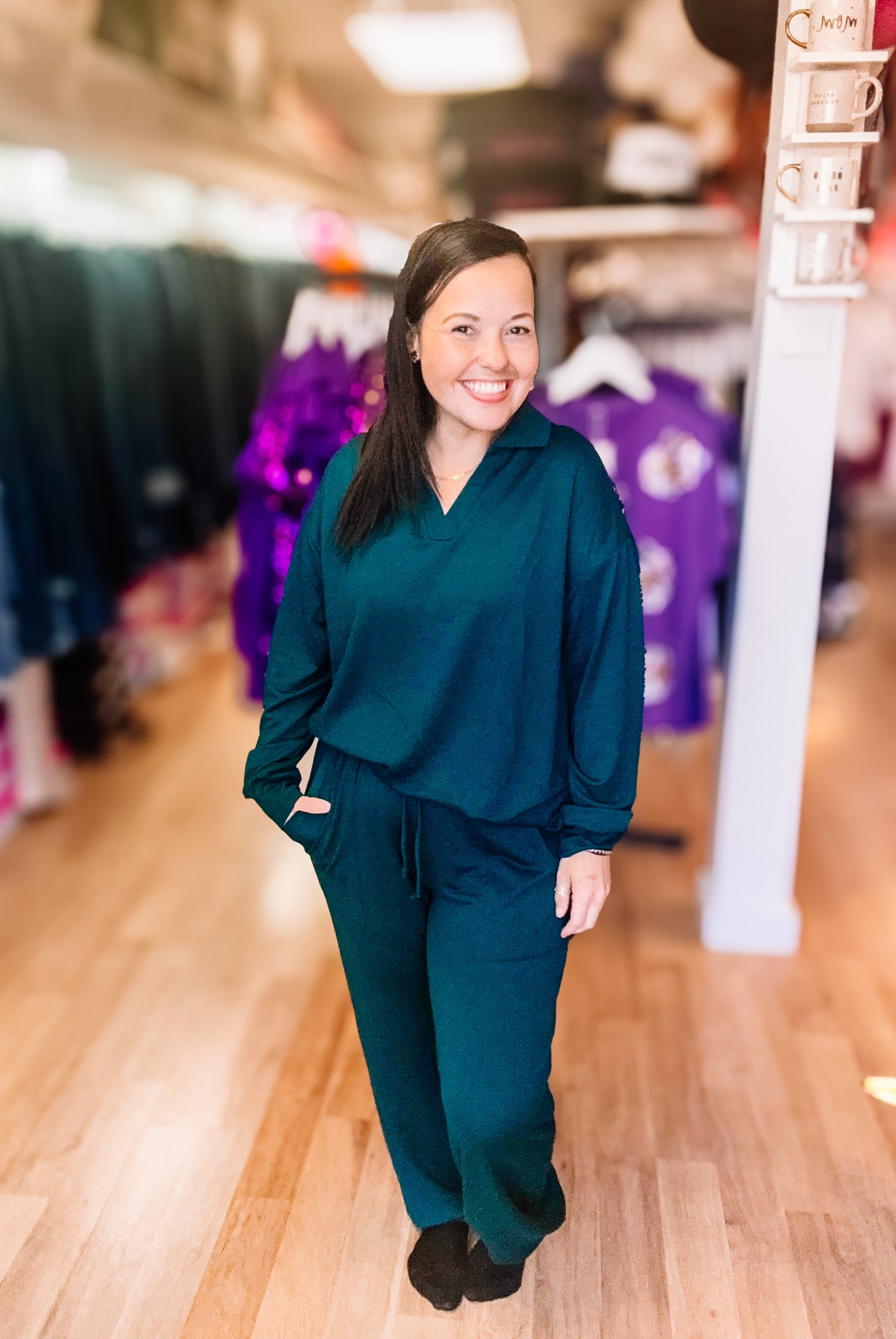 Weekend Lounge Set - Hunter Green-Dear Me Southern Boutique, located in DeRidder, Louisiana