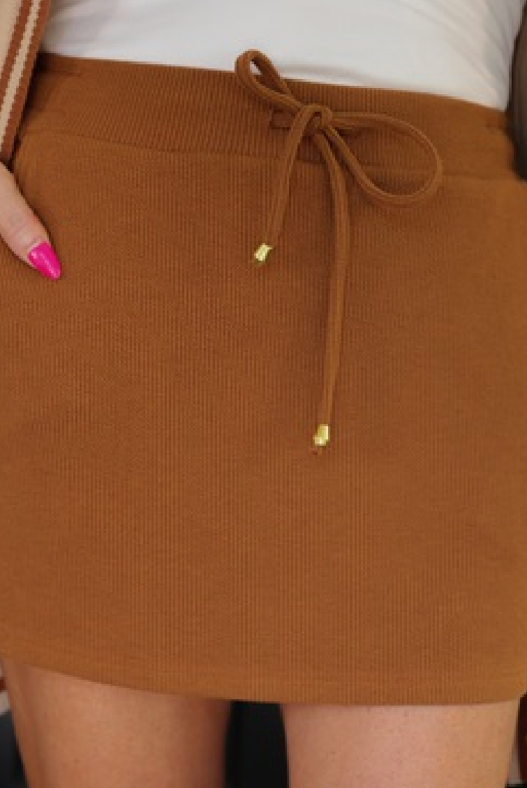 Well Loved Ribbed Skort, Chestnut-Skorts-Dear Me Southern Boutique, located in DeRidder, Louisiana