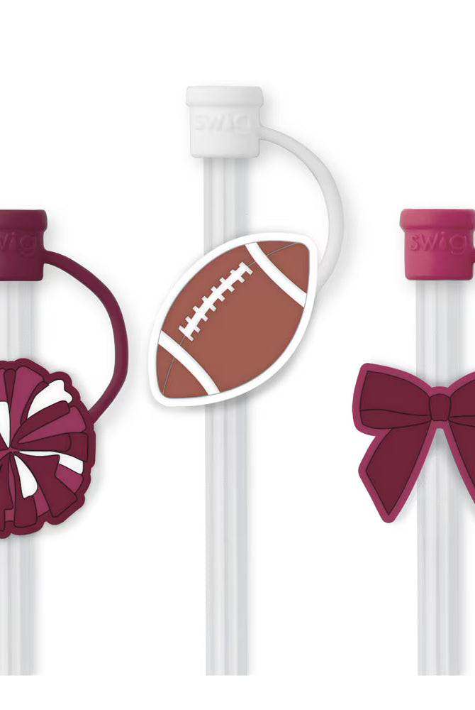 We've Got Spirit Maroon Swig Straw Topper Set-Straw Toppers-Dear Me Southern Boutique, located in DeRidder, Louisiana