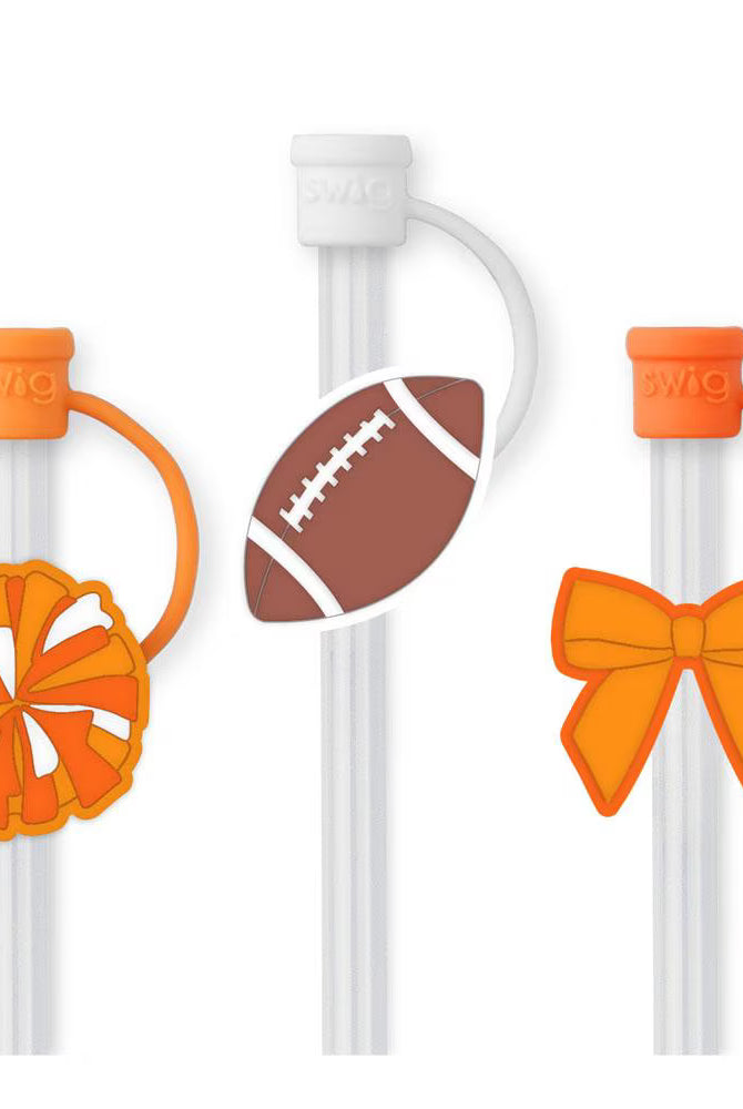 We've Got Spirit Orange Swig Straw Topper Set-Straw Toppers-Dear Me Southern Boutique, located in DeRidder, Louisiana