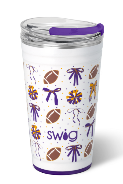 We've Got Spirit Purple + Yellow Swig Party Cup 24oz-Drinkwear-Dear Me Southern Boutique, located in DeRidder, Louisiana