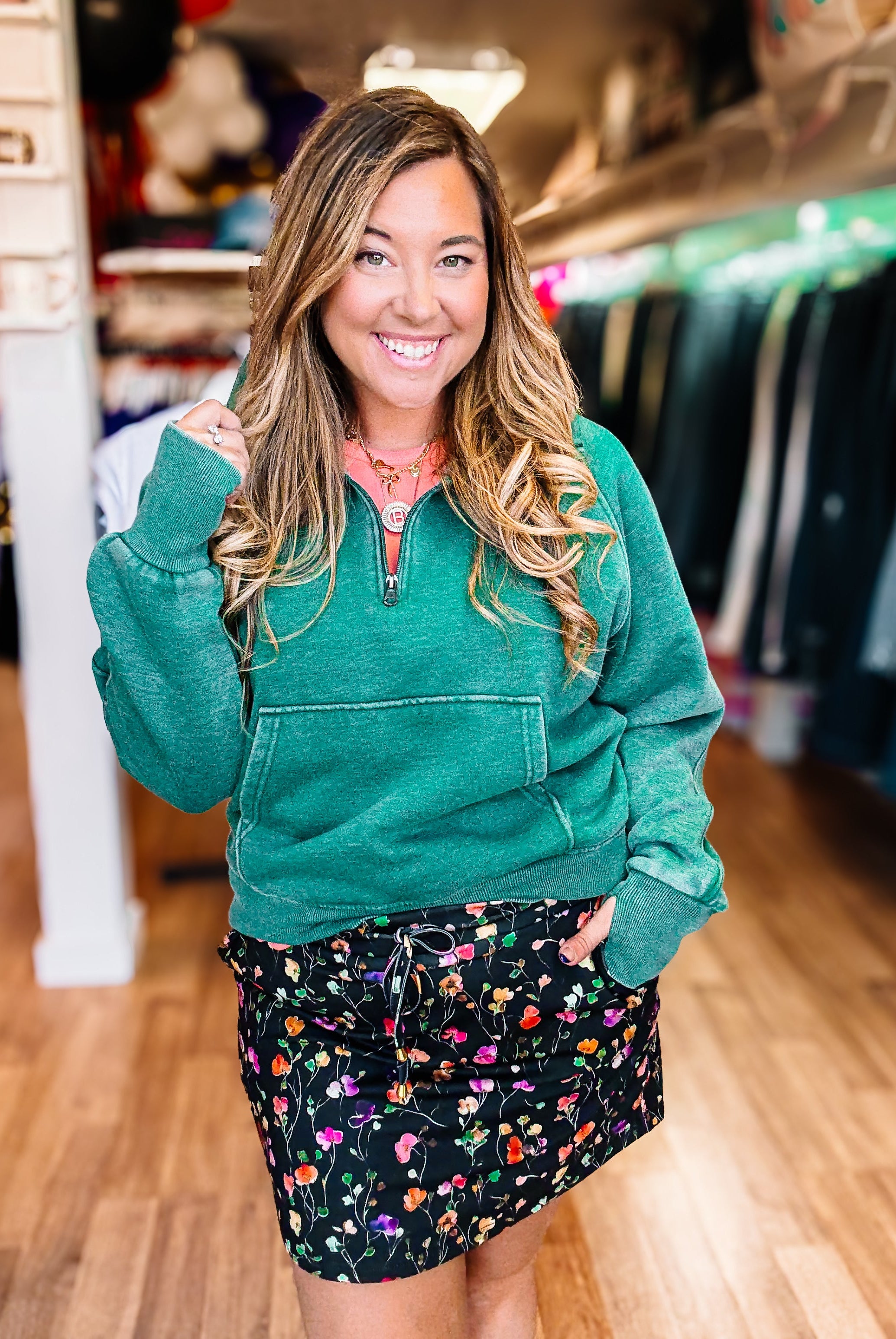 Whispering Pines Quarter Zip Pullover-Pullover-Dear Me Southern Boutique, located in DeRidder, Louisiana