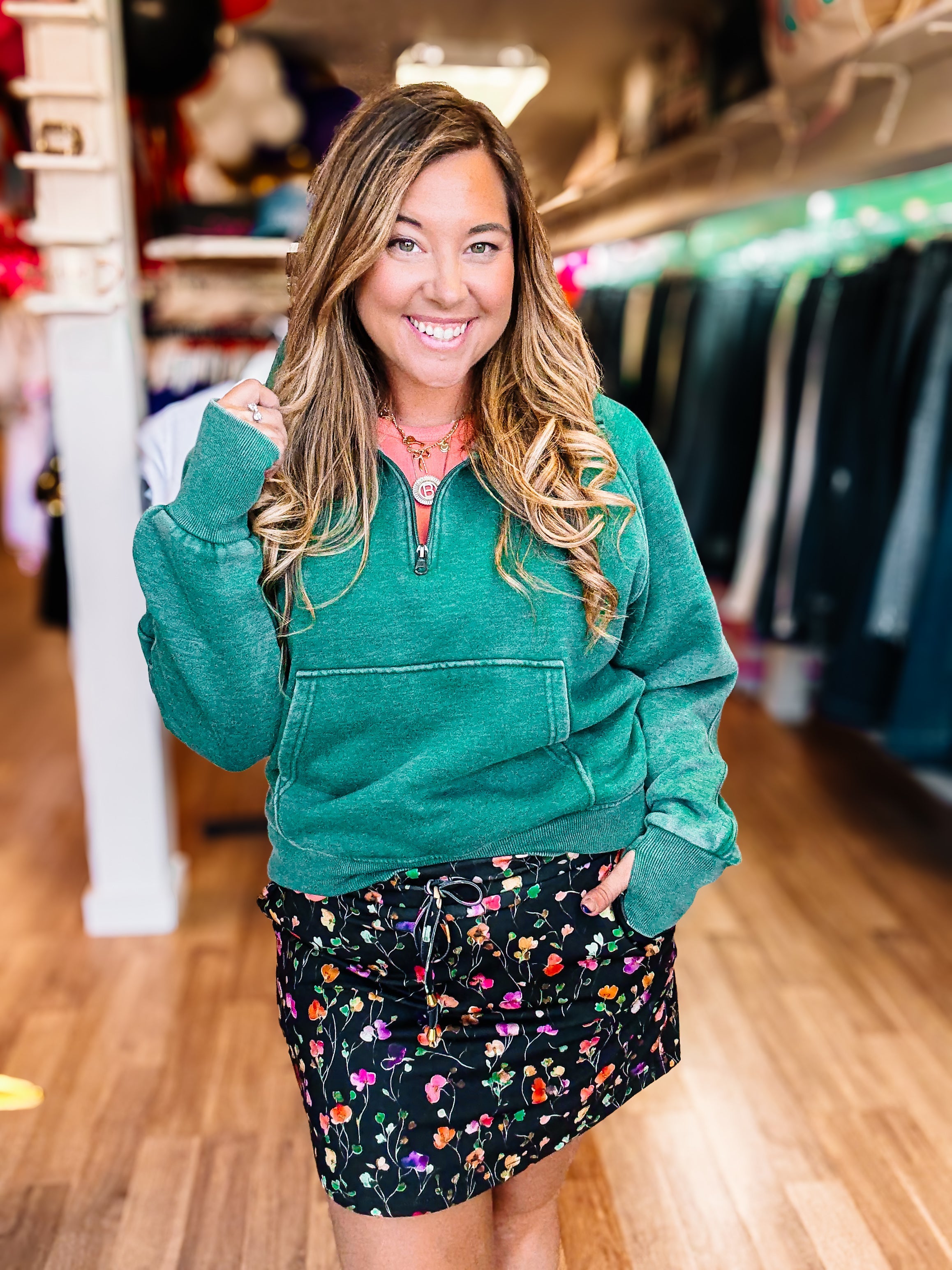 Whispering Pines Quarter Zip Pullover-Pullover-Dear Me Southern Boutique, located in DeRidder, Louisiana