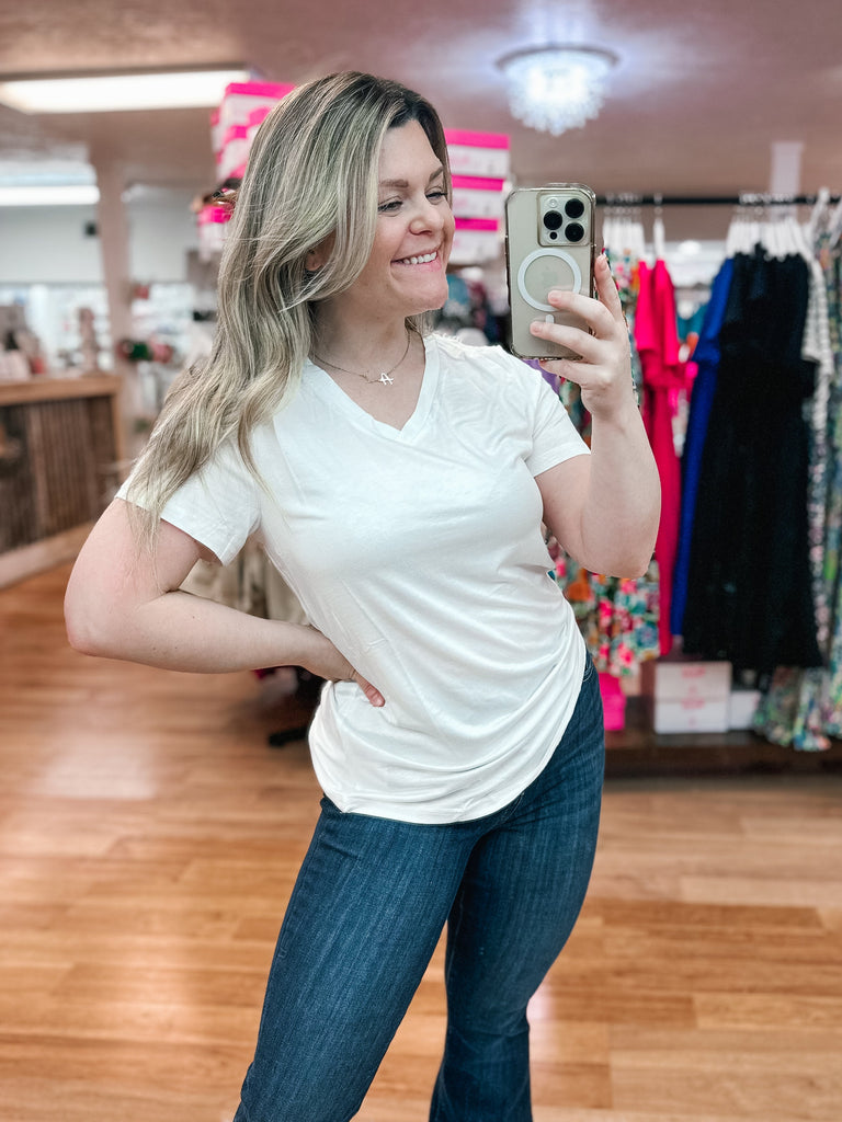 White Basic Tee-Tops-Dear Me Southern Boutique, located in DeRidder, Louisiana
