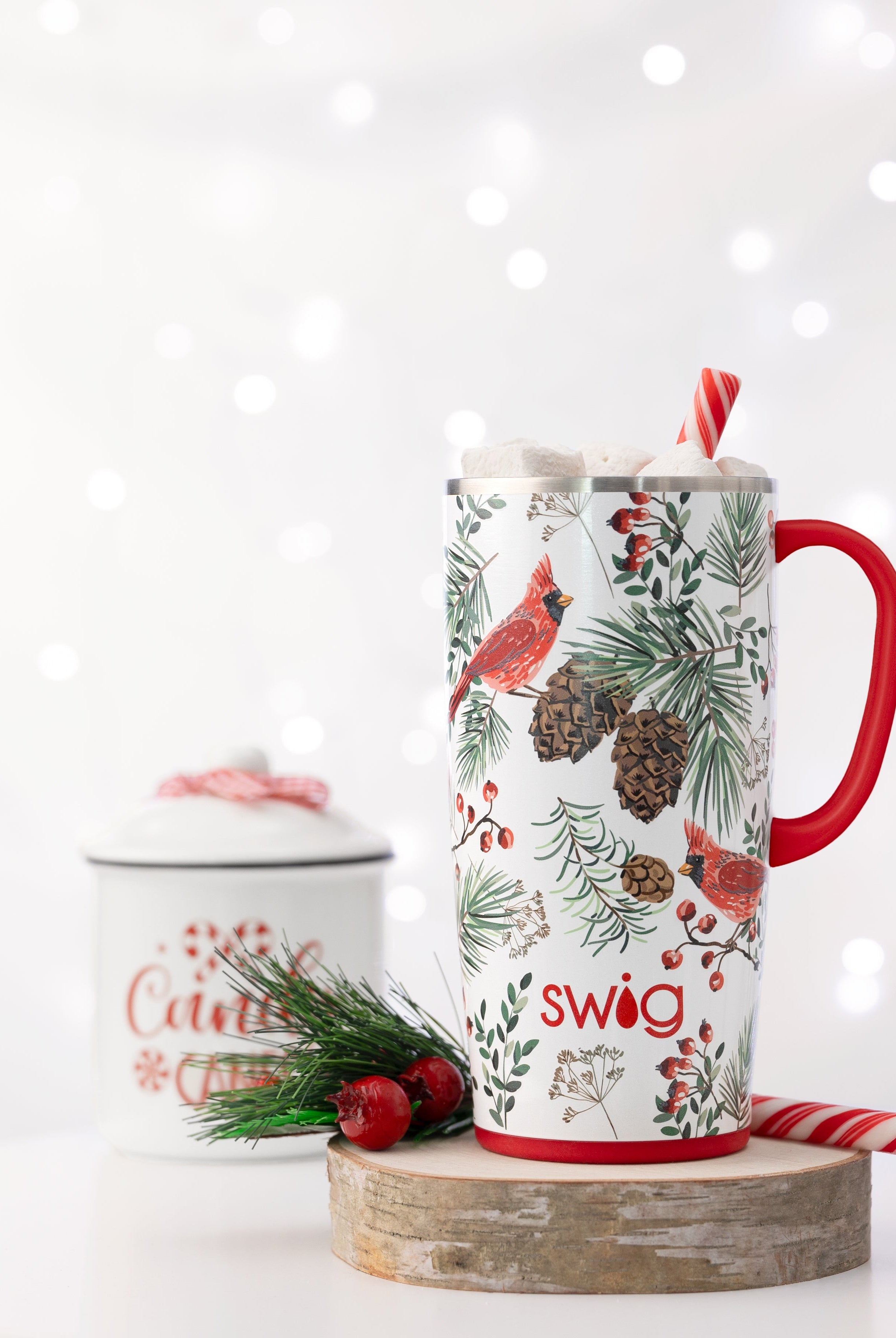 Winter Cardinals Travel Mug 22oz-Travel Mugs-Dear Me Southern Boutique, located in DeRidder, Louisiana