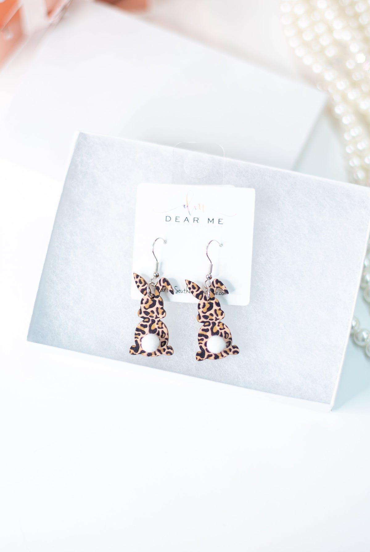 Wooden Cotton Bunny-Jewelry - Earrings-Dear Me Southern Boutique, located in DeRidder, Louisiana
