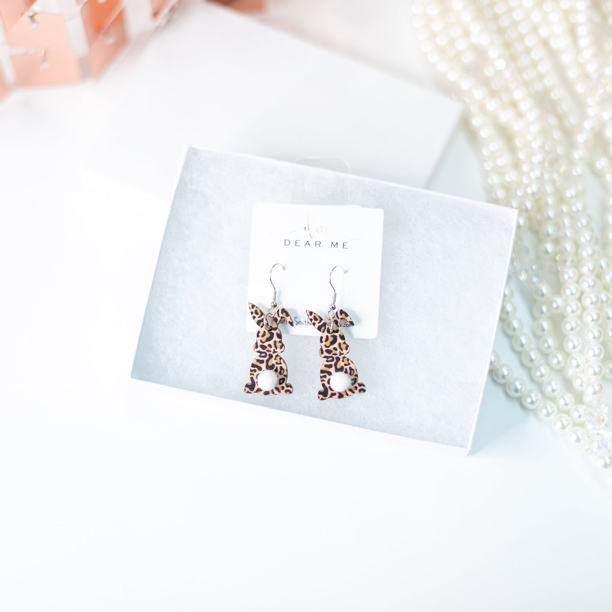 Wooden Cotton Bunny-Jewelry - Earrings-Dear Me Southern Boutique, located in DeRidder, Louisiana