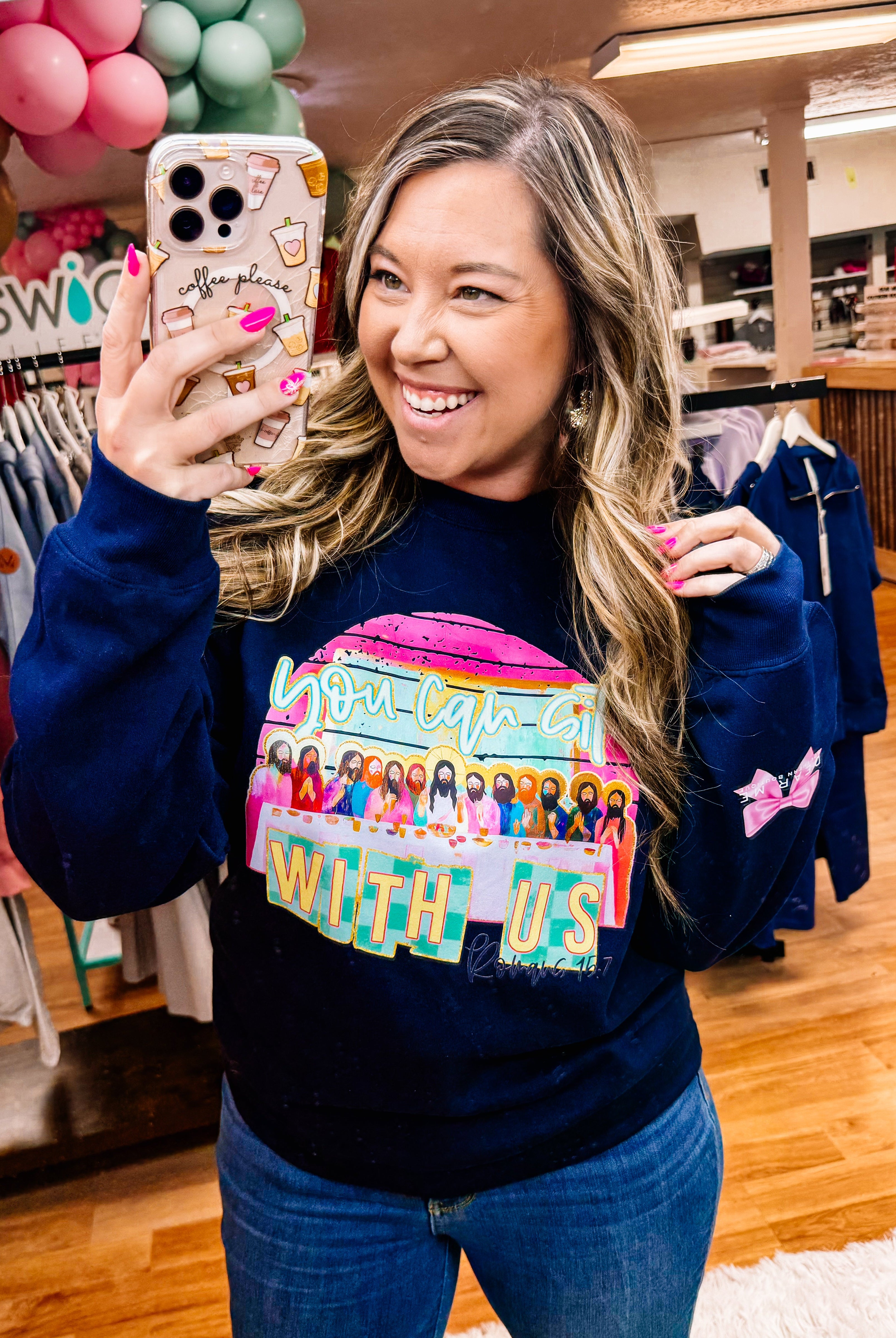 You Can Sit With Us – Romans 15:7-Sweaters-Dear Me Southern Boutique, located in DeRidder, Louisiana