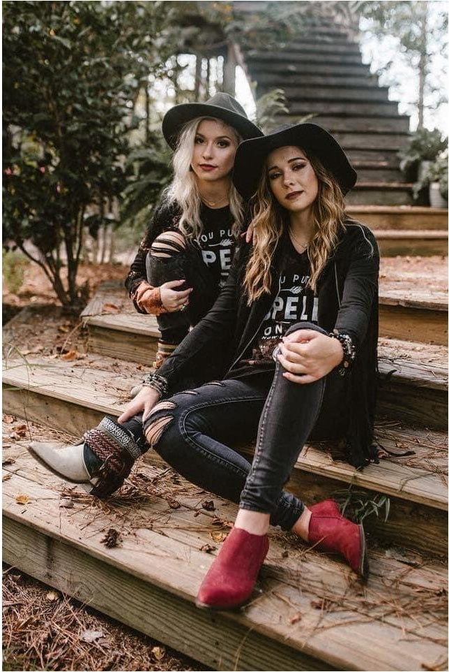 You Put A Spell On Me Bleached Longsleeve-Dear Me Southern Boutique, located in DeRidder, Louisiana