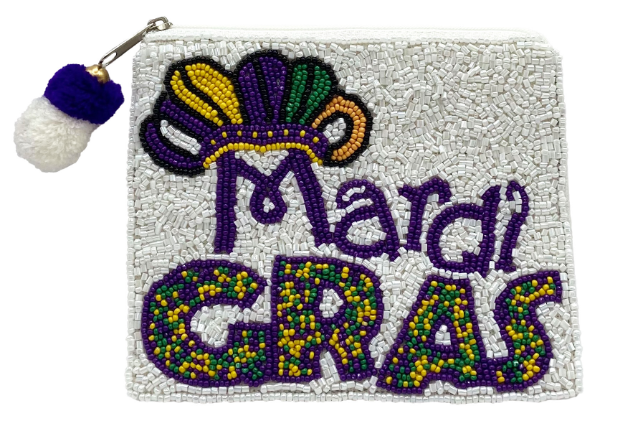 Mardi Gras Beaded Large Coin Purse-Dear Me Southern Boutique, located in DeRidder, Louisiana
