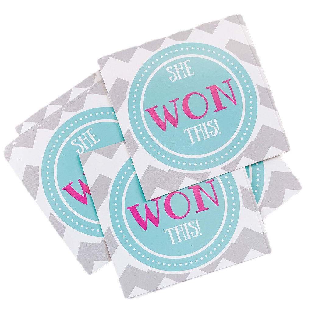 “She Won This” Sticker For Your Order-She Won This-Dear Me Southern Boutique, located in DeRidder, Louisiana