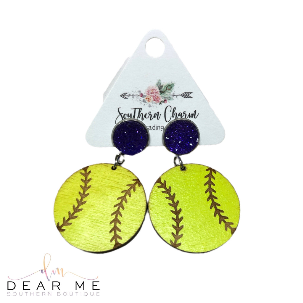 Softball Dangles-Dear Me Southern Boutique, located in DeRidder, Louisiana