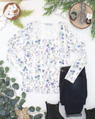 08.21 EN ROUTE Alyssa Long Sleeve Top - Olive Meadow-Tops-Dear Me Southern Boutique, located in DeRidder, Louisiana