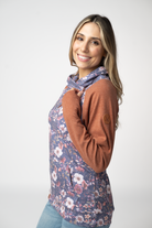 08.21 EN ROUTE Classic Zoey ZipCowl Sweatshirt - Blushwood Floral and Terra Cotta-Pullover-Dear Me Southern Boutique, located in DeRidder, Louisiana