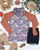 08.21 EN ROUTE Classic Zoey ZipCowl Sweatshirt - Blushwood Floral and Terra Cotta-Pullover-Dear Me Southern Boutique, located in DeRidder, Louisiana