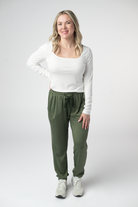 08.21 EN ROUTE Cloud Joggers - Olive-bottoms-Dear Me Southern Boutique, located in DeRidder, Louisiana