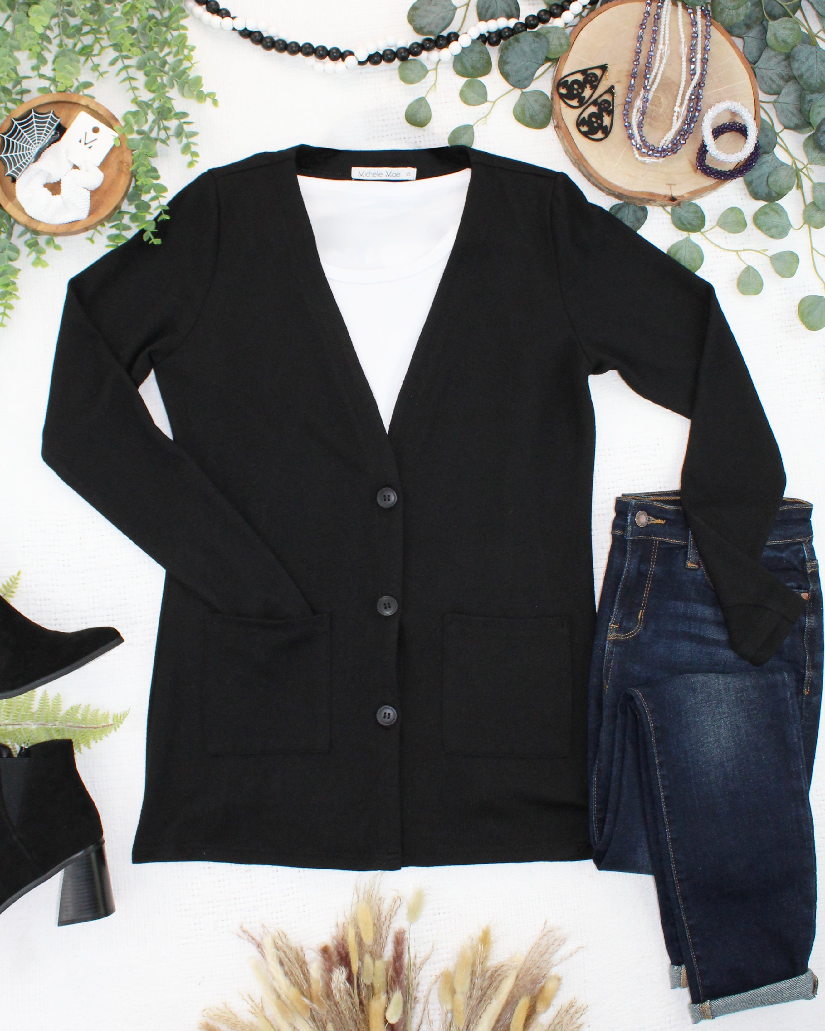 08.21 EN ROUTE Cori Cardigan - Black-Cardigan-Dear Me Southern Boutique, located in DeRidder, Louisiana
