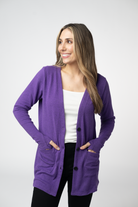 08.21 EN ROUTE Cori Cardigan - Heathered Purple-Cardigan-Dear Me Southern Boutique, located in DeRidder, Louisiana
