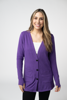 08.21 EN ROUTE Cori Cardigan - Heathered Purple-Cardigan-Dear Me Southern Boutique, located in DeRidder, Louisiana