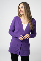 08.21 EN ROUTE Cori Cardigan - Heathered Purple-Cardigan-Dear Me Southern Boutique, located in DeRidder, Louisiana