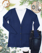 08.21 EN ROUTE Cori Cardigan - Navy-Cardigan-Dear Me Southern Boutique, located in DeRidder, Louisiana