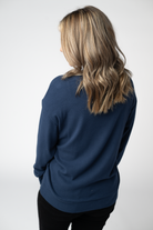 08.21 EN ROUTE Corrine Ribbed Pullover Top - Navy-Pullover-Dear Me Southern Boutique, located in DeRidder, Louisiana