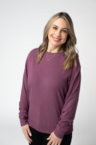 08.21 EN ROUTE Corrine Ribbed Pullover Top - Plum-Pullover-Dear Me Southern Boutique, located in DeRidder, Louisiana