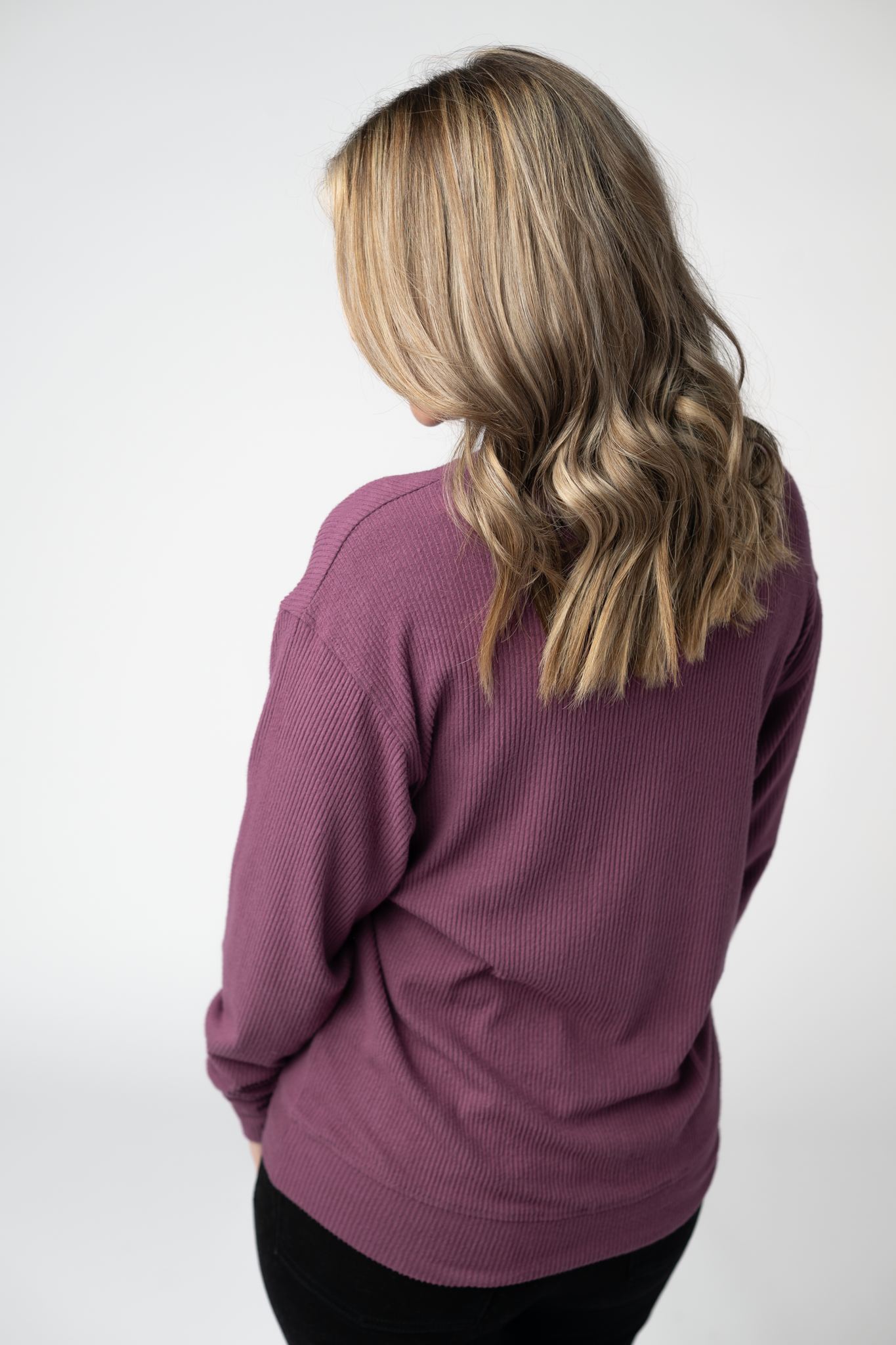 08.21 EN ROUTE Corrine Ribbed Pullover Top - Plum-Pullover-Dear Me Southern Boutique, located in DeRidder, Louisiana